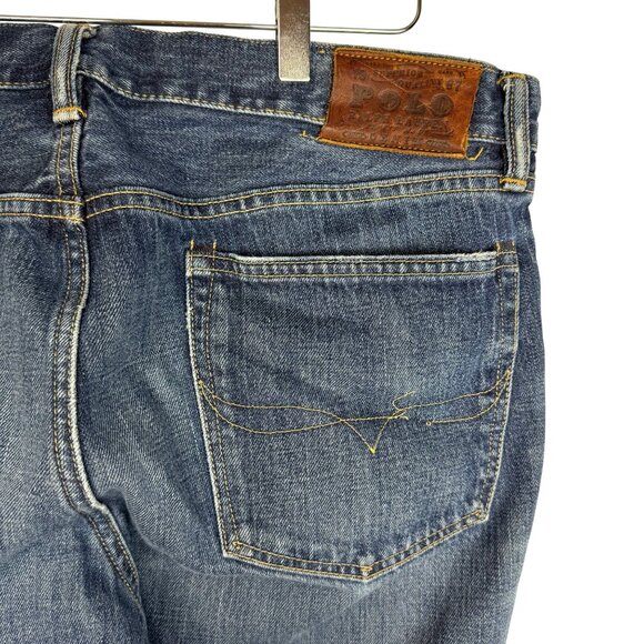 Polo Ralph Lauren Mens Denim Jeans Size 39x29.5n100% Cotton Blue Straight Fit - Picture 9 of 11
